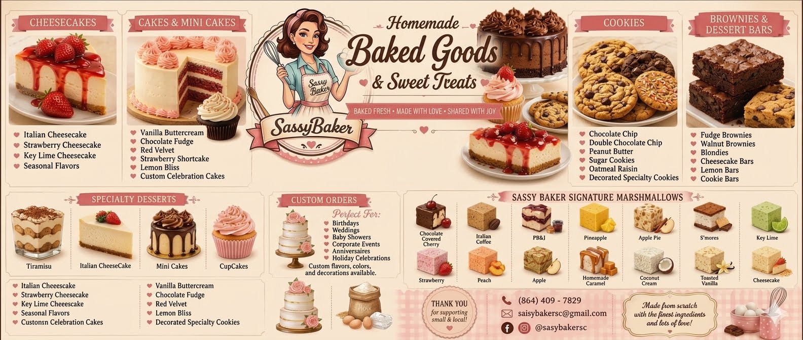 SasyBaker Illustrated Menu Poster
